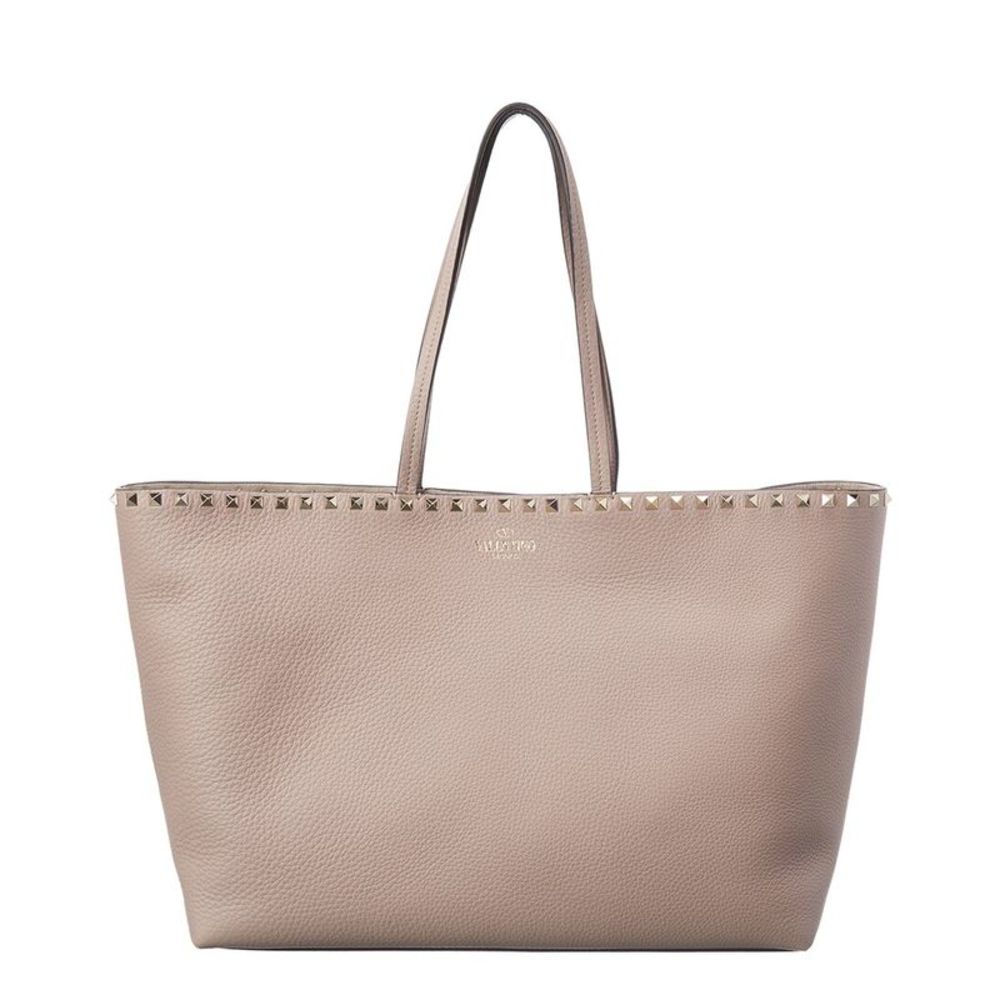 Valentino Rockstud Large Grainy Leather Shopper Tote, Pink